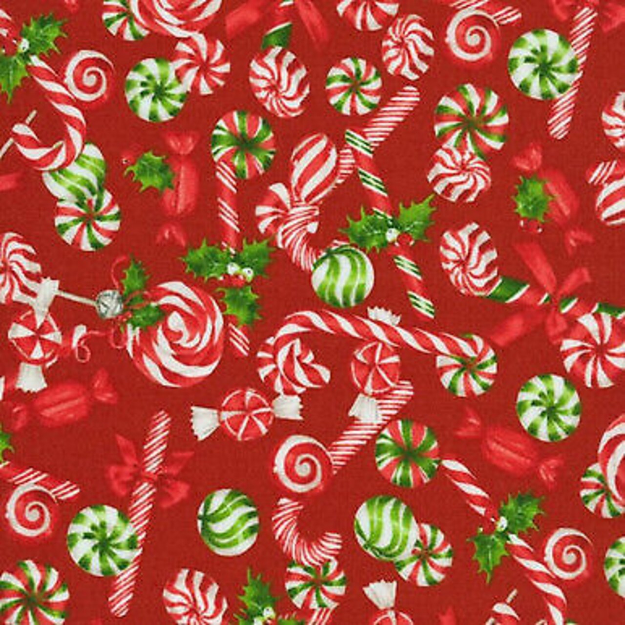 Peppermint Candy Red Candies Multi Cotton Fabric by Northcott by the yard